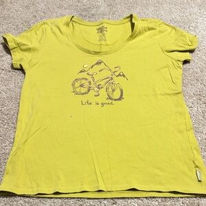 Good Karma by Life Is Good Bicycle Graphic Scoop Neck Tee Large